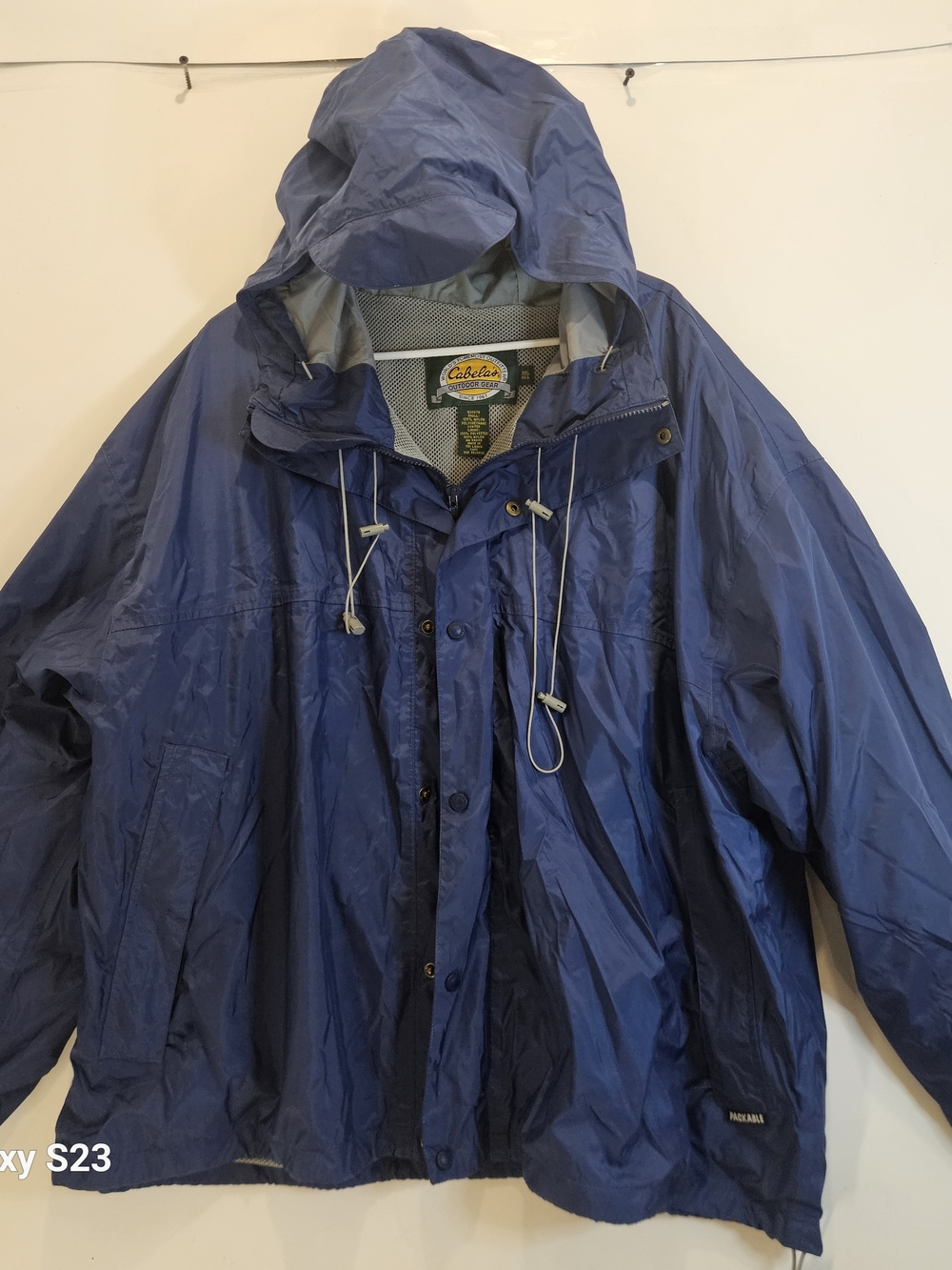 Cabela's Men's Blue Hooded Windbreaker Jacket